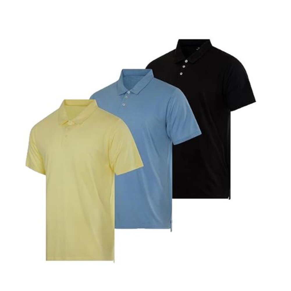 NEW Real Essentials 3 Pack Men's Jersey Cotton Short Sleeve Polo Shirt L